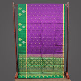 Egg plant Violet Kanjivaram Saree with Dark Green Border| SILK MARK CERTIFIED - MIRASILKS Egg plant Violet Kanjivaram Saree with Dark Green Border| SILK MARK CERTIFIED